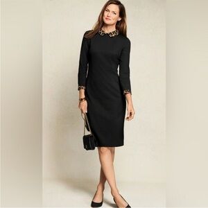 Talbots Black Dress with Animal Print Details